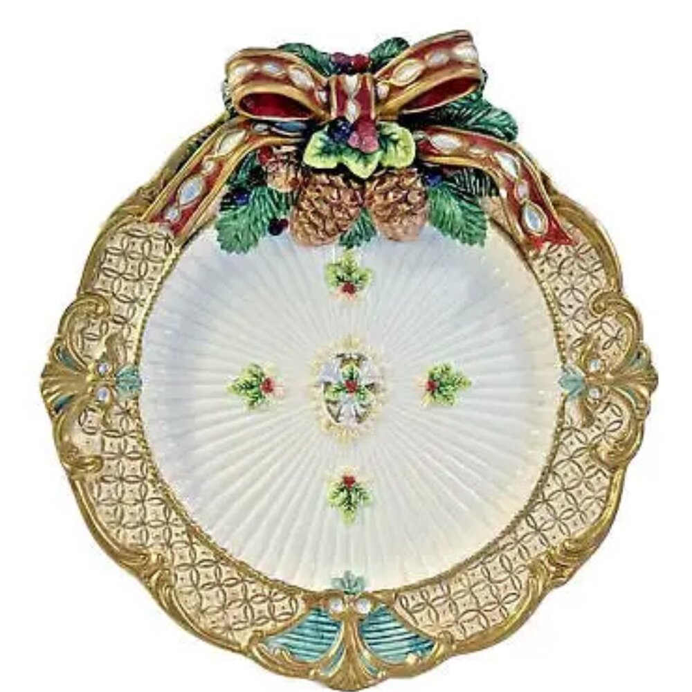 Fitz & Floyd Florentine Christmas Canape Plate